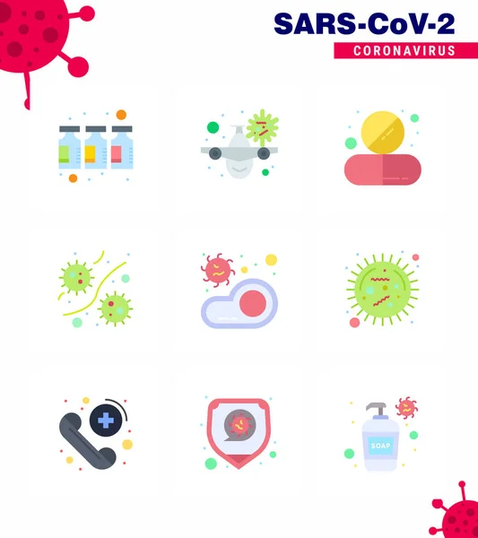Coronavirus Prevention Set Icons Flat Color Icon Plasm Germs Virus — Stock Vector