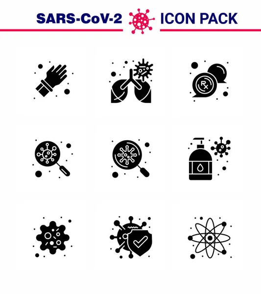 Coronavirus 2019 Ncov Covid Prevention Icon Set Bacteria Scan Bubble — Stock Vector