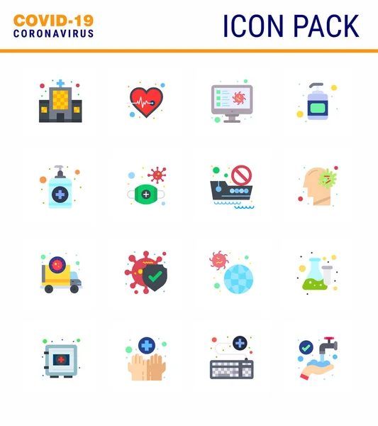 Corona Virus 2019 2020 Epidemic Flat Color Icon Pack Soap — Stock Vector