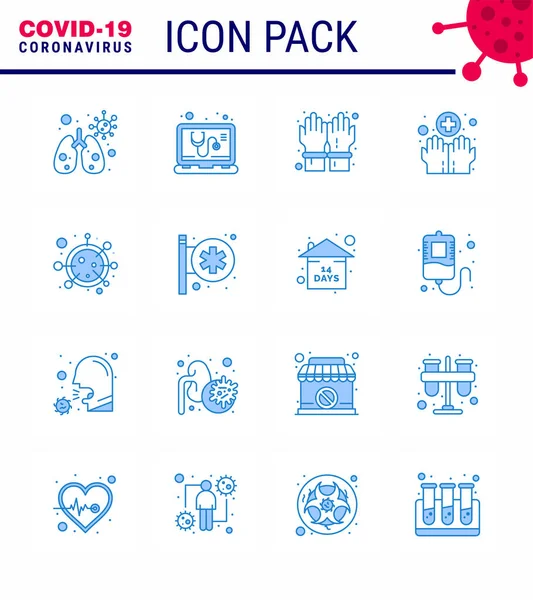 Coronavirus Precaution Tips Icon Healthcare Guidelines Presentation Blue Icon Pack — Stock Vector
