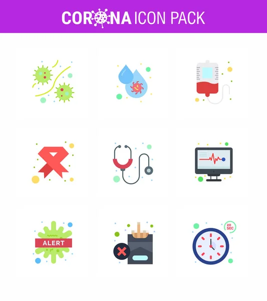 Corona Virus Prevention Covid19 Tips Avoid Injury Flat Color Icon — Stock Vector