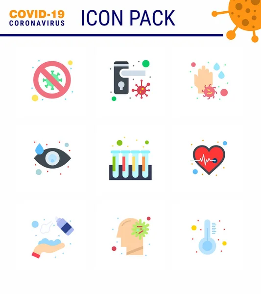 Coronavirus 2019 Und 2020 Epidemie Flat Color Icon Pack Wie — Stockvektor