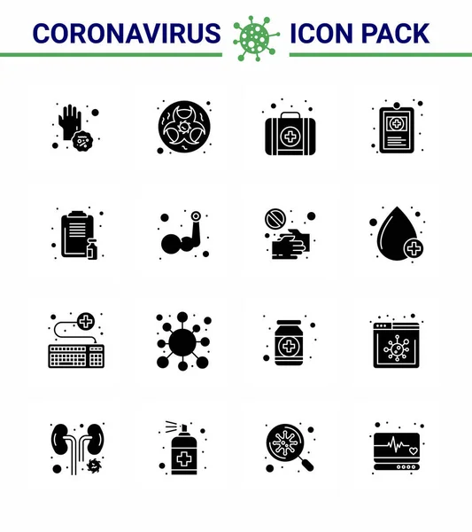 Sağlık Hizmetleri Kılavuz Ilkeleri Için Coronavirus Önlem Simgesi Sunumu Solid — Stok Vektör
