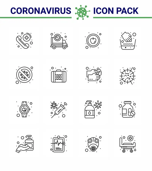 Coronavirus Emergency Iconset Blue Design Diagnosis Water Bowl Virus Medical — Stock Vector