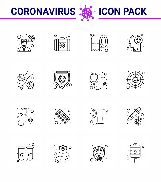Corona Viruspreventie Covid19 Tips Letsel Voorkomen Line Icon Voor Presentatieplasma — Stockvector