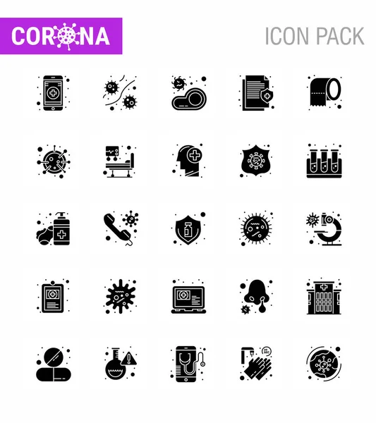 Coronavirus Awareness Icons Solid Glyph Icon Corona Virus Flu Related — Stock Vector