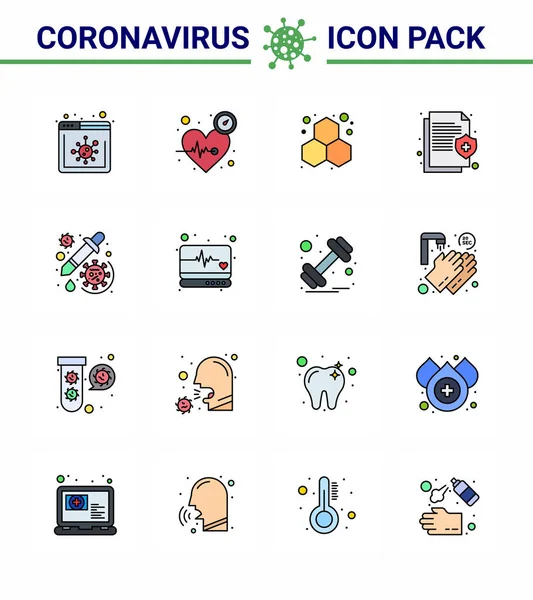 Coronavirus Prevention Set Icons Flat Color Filled Line Icon Drug — Stock Vector