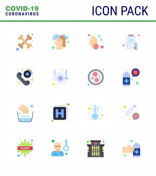 Coronavirus Flat Color Icon Set Theme Corona Epidemic Contains Icons — Stock Vector
