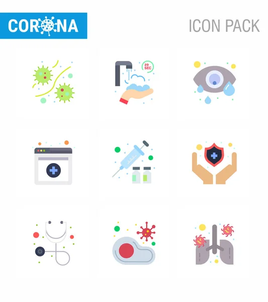 Coronavirus Awareness Icon Flat Color Icons Icon Included Protection Services — Stock Vector