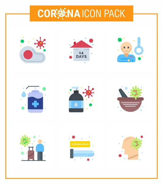 Coronavirus Awareness Icon Flat Color Icons Icon Included Soap Hand — Stock Vector