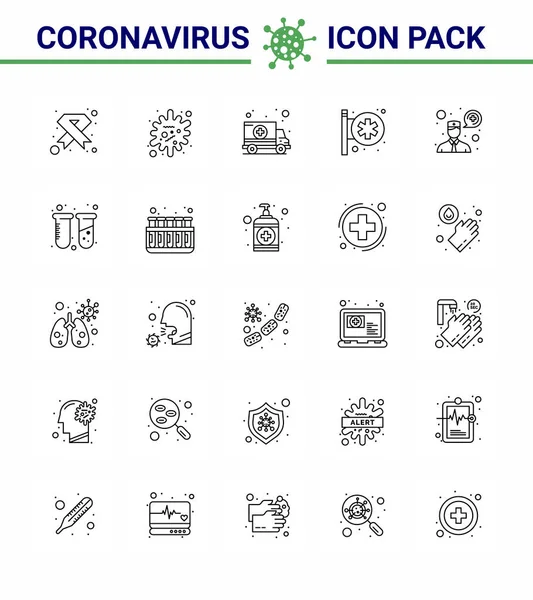 Covid19 Preventie Van Besmetting Met Corona Virussen Blauw Pictogram Pack — Stockvector