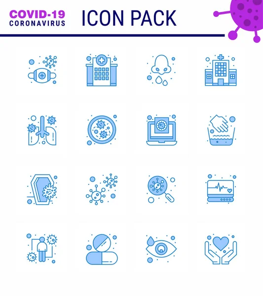 Blue Viral Virus Corona Icon Pack Clinic Health Care Medical — Stock Vector
