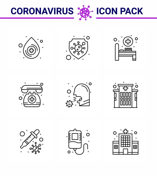 Coronavirus Line Ikon Téma Corona Járvány Tartalmaz Ikonok Mint Betegség — Stock Vector