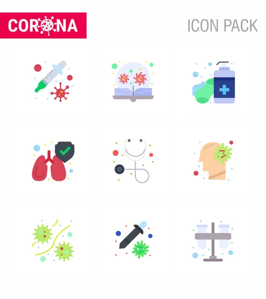 Covid Protection Coronavirus Pendamic Flat Color Icon Set Healthcare Clean — Stock Vector