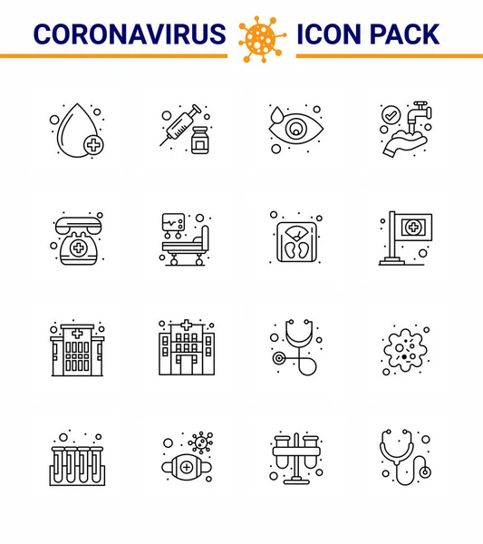 Linea Coronavirus Malattia Prevenzione Vettoriale Icona Assistenza Medica Lavaggio Pianto — Vettoriale Stock