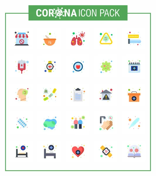25 Flat Color Coronavirus disease and prevention vector icon blood test, virus, anatomy, epidemic, corona viral coronavirus 2019-nov disease Vector Design Elements