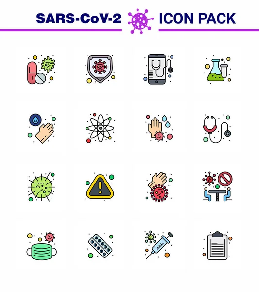 Coronavirus 2019 Ncov Covid Prevention Icon Set Lab Chemistry Protection — Stock Vector