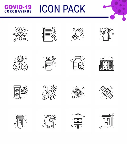 Coronavirus Precaution Tips Icon Healthcare Guidelines Presentation Line Icon Pack — Stock Vector