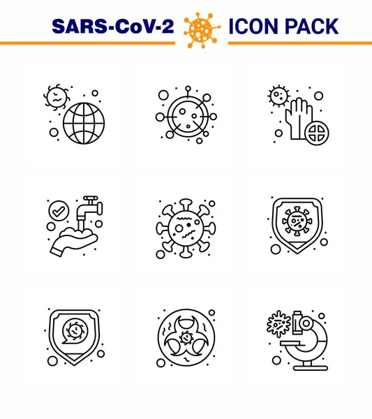 Coronavirus Precaution Tips Icon Healthcare Guidelines Presentation Line Icon Pack —  Vetores de Stock