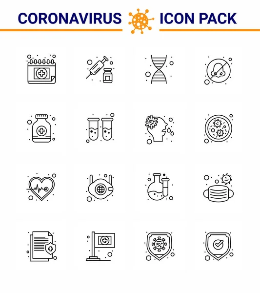 Coronavirus Line Icon Set Theme Corona Epidemic Contains Icons Syrup — Archivo Imágenes Vectoriales