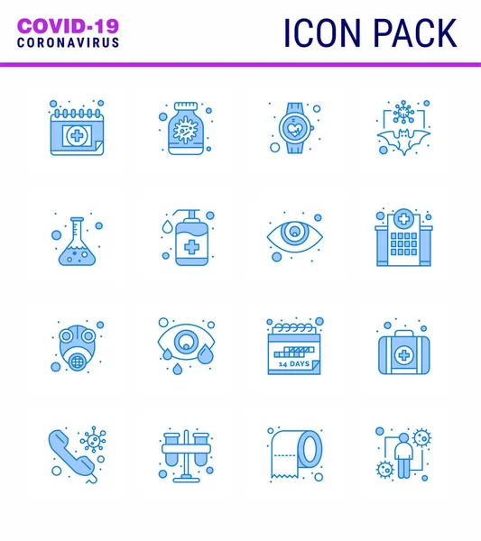 Simple Set Covid Protection Blue Icon Pack Icon Included Virus — Stock Vector
