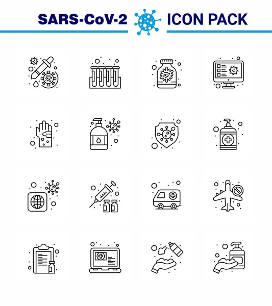 Coronavirus Line Icon Set Theme Corona Epidemic Contains Icons Record — Stock Vector