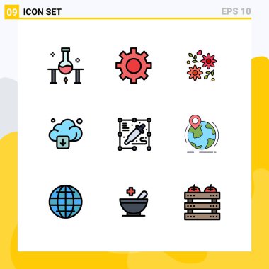 Renk seçimi, indirme, kullanıcı, ok, düğün Düzenlenebilir Vektör Tasarım Elemanları için 9 Modern Kullanım Simgesi Simgesi seti