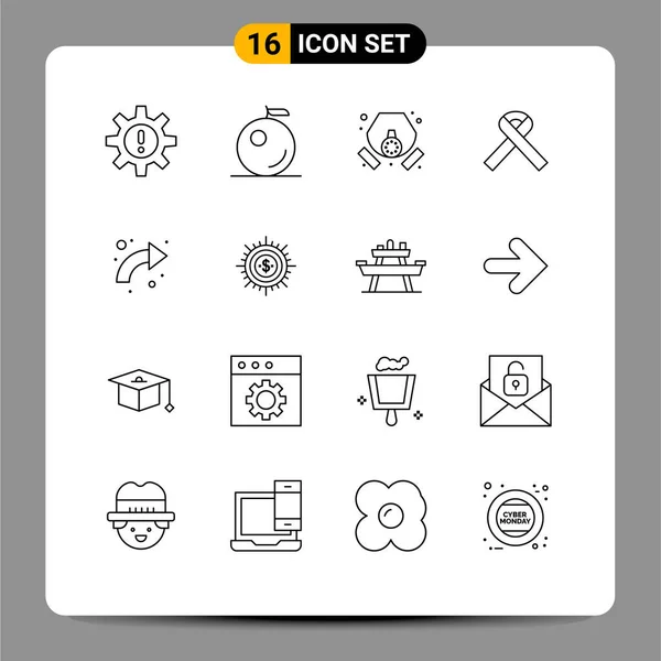 16现代标志及符号 可编辑向量设计元素的用户界面概要套件 — 图库矢量图片