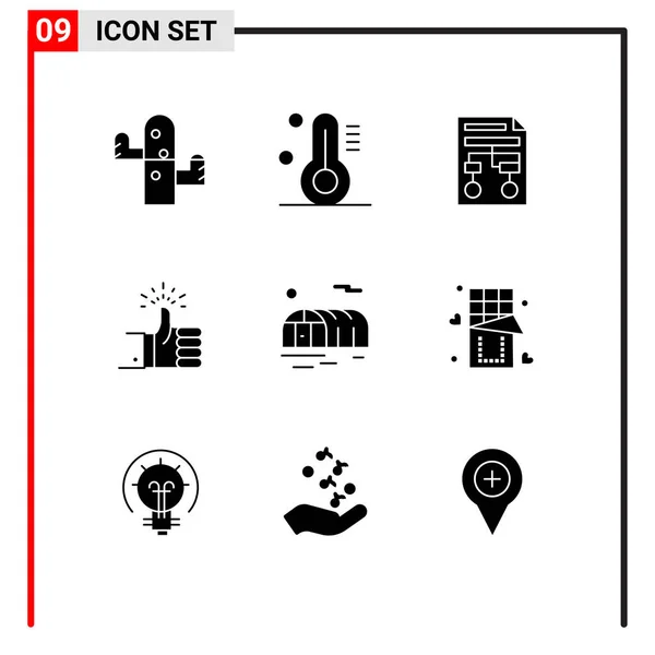 Universal Solid Glyphs Set Web Mobile Applications Farming Review Paper — Διανυσματικό Αρχείο