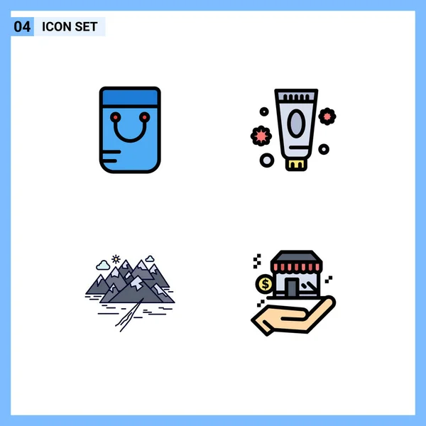 Universal Icon Symbols Group Modern Filledline Flat Colors Bag Hill — Διανυσματικό Αρχείο