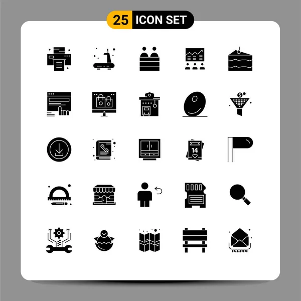 25個のモダンなUiアイコンのセット成功 チャート 矢印の記号編集可能なベクトルデザイン要素 — ストックベクタ