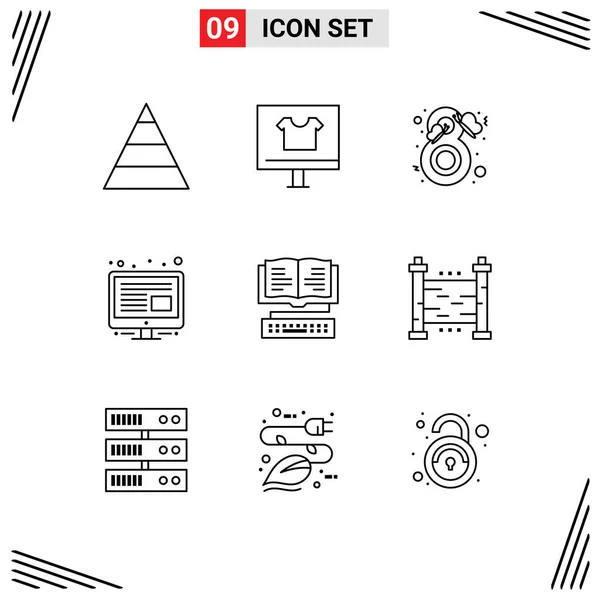 Universal Icon Symbols Group Modern Outlines Education Screen Beauty Management — Stockvektor