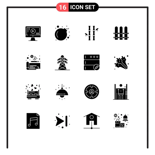 Creative Icons Modern Signs Symbols Payment Cheaque Forest House Construction — Stock Vector