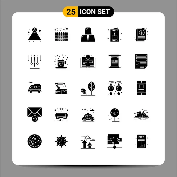 Set Modern Icons Symbols Signs Sheet Info Business Party Holiday — Stock Vector