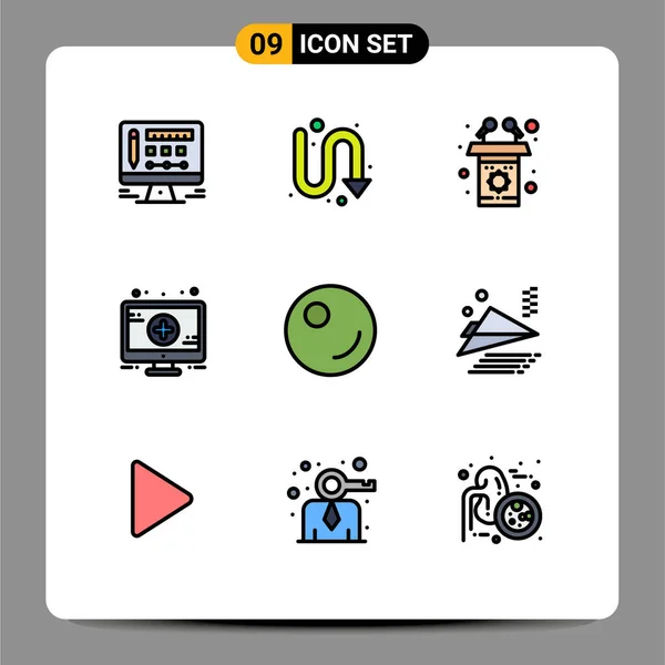 Set Modern Icons Sysymbols Signs Paper Plane Vegetable Presentation Peas — Archivo Imágenes Vectoriales