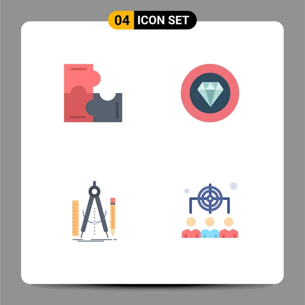Thematic Vector Flat Icons Editable Sysymbols Education Design Puzzle Pieces — Vector de stock