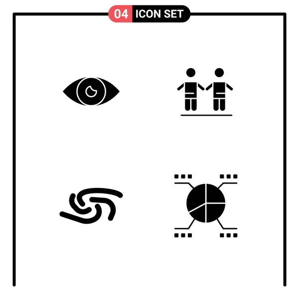 由4个现代固态字形符号和符号组成的软件包 用于Web打印媒体 如应用程序 Syscoin Eye Friends Crypto编辑向量设计元素 — 图库矢量图片