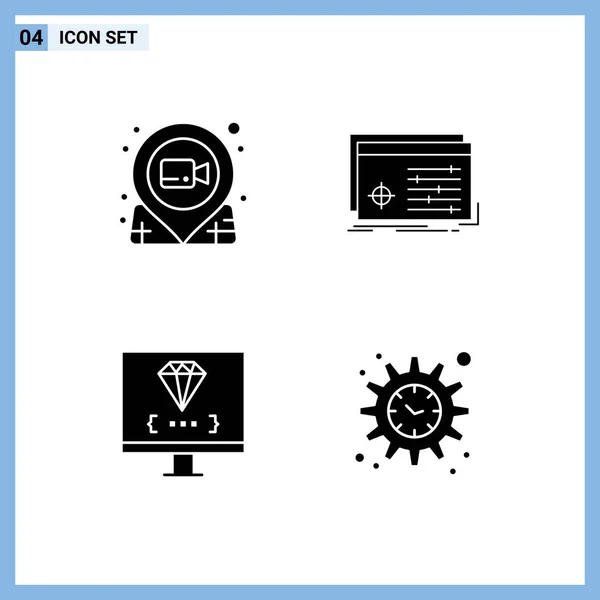 Universal Icon Symbols Group Modern Solid Glyphs Film Software Pin — Vettoriale Stock