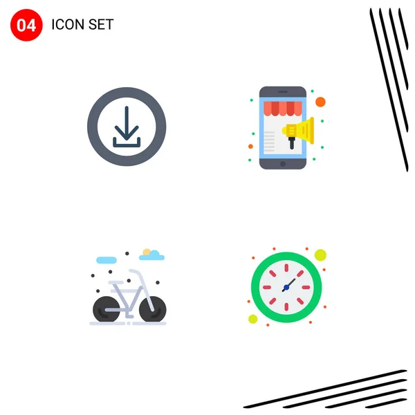 Set Vector Flat Icons Grid Apps City Store Shop Lifecycle — Stock Vector