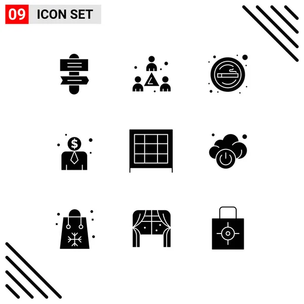 Set Modern Icons Sysymbols Signs Cloud Cabinet Place Bookcase Employee — Archivo Imágenes Vectoriales