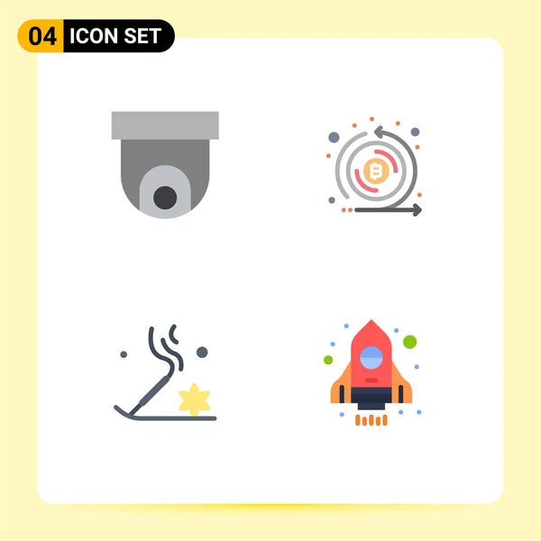 Mobile Interface Flat Icon Set Pictograms Camera Beauty Video Emission — 스톡 벡터