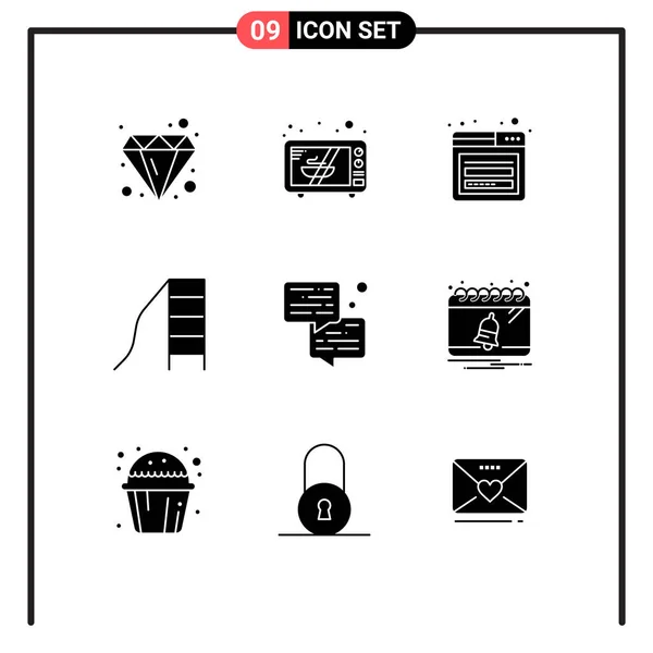 Set Modern Icons Symbols Signs Communication Bubble Login Slide Child — Stock Vector