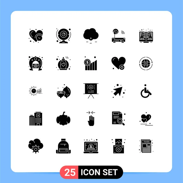 Jeu Symboles Icônes Interface Utilisateur Modernes Signes Pour Global Technologie — Image vectorielle