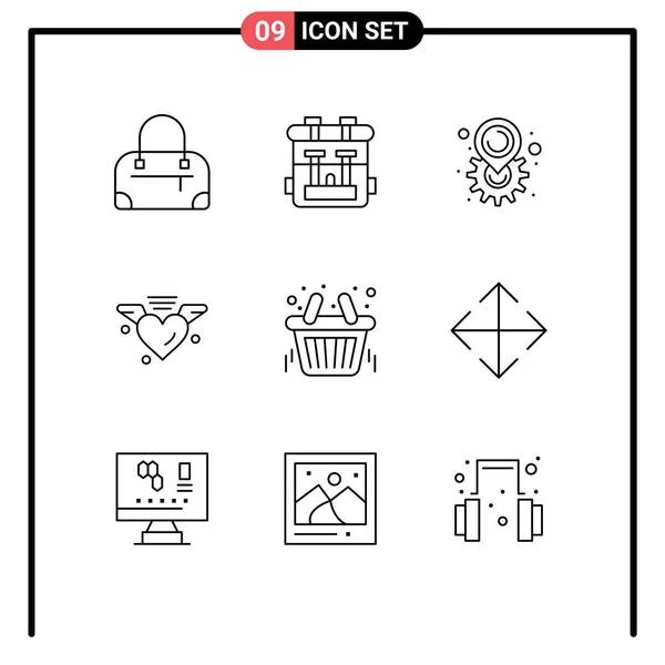 Universal Icon Symbolen Groep Van Moderne Contouren Van Winkel Winkelen — Stockvector
