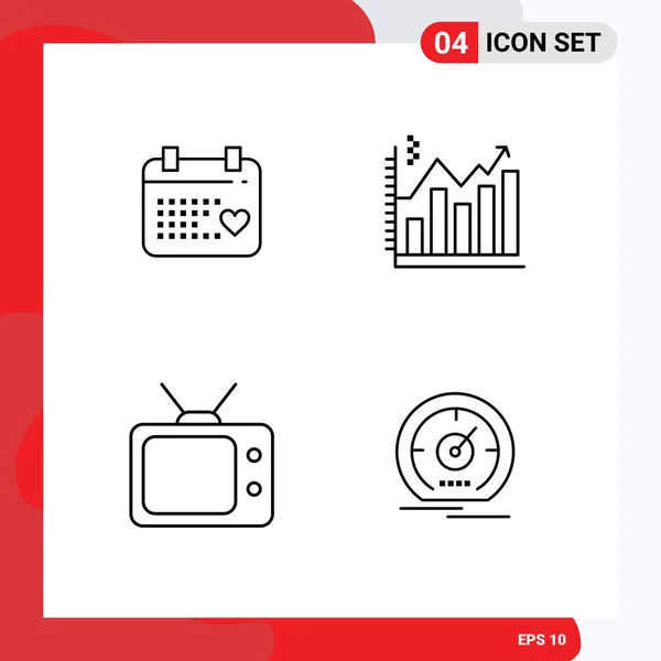 Conjunto Icones Modernos Símbolos Sinais Para Calandra Televisão Casamento Negócios —  Vetores de Stock
