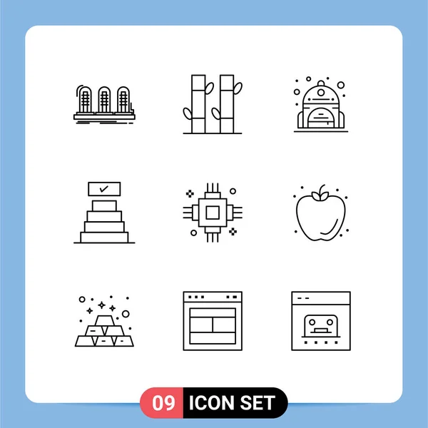 Stock Vector Icon Pack Line Signs Symbols Electric Chip Yoga — Stock Vector