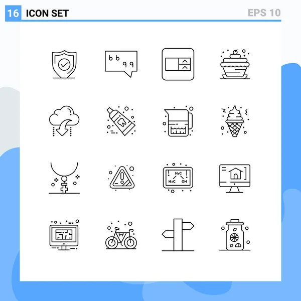 Set Modern Icons Sysymbols Signs Arrow Cloud Select Box Download — Vector de stock