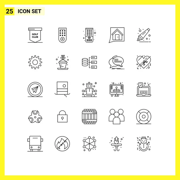 Thematic Vector Lines Editable Symbols Gear Remover Contact Education Home — Stock Vector