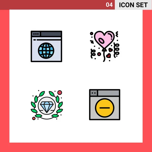 Creative Icons Modern Signs Sysymbols Internet Quality Web Love Web — Archivo Imágenes Vectoriales
