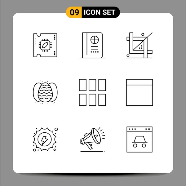 User Interface Outline Pack Modern Jelek Szimbólumok Keret Természet Termés — Stock Vector